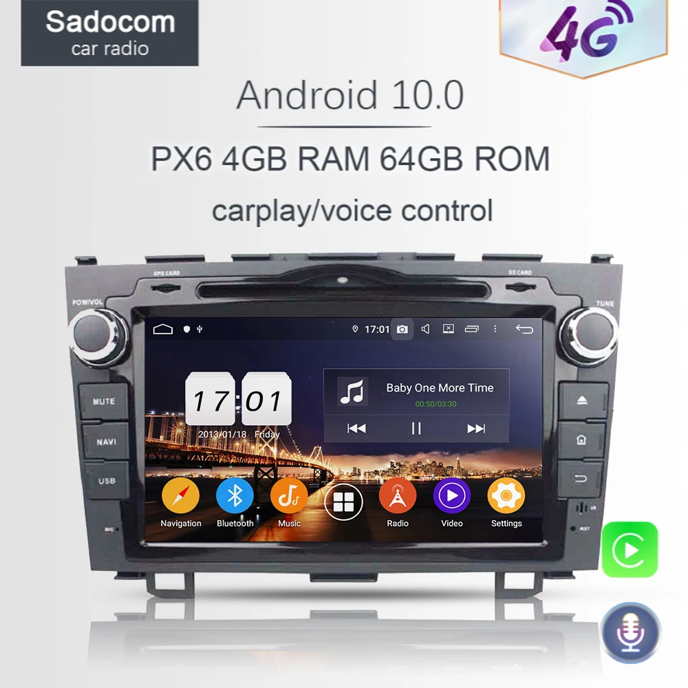 720P DSP PX6 2 din Android 10 0 4 Гб ОЗУ 8 ядер автомобильный DVD плеер для Honda CRV CR V 2006 2011 GPS Glonass