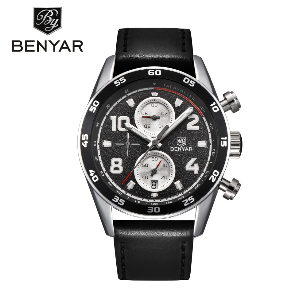 BENYAR Мужские кварцевые спортивные часы люксовый бренд Водонепроницаемый