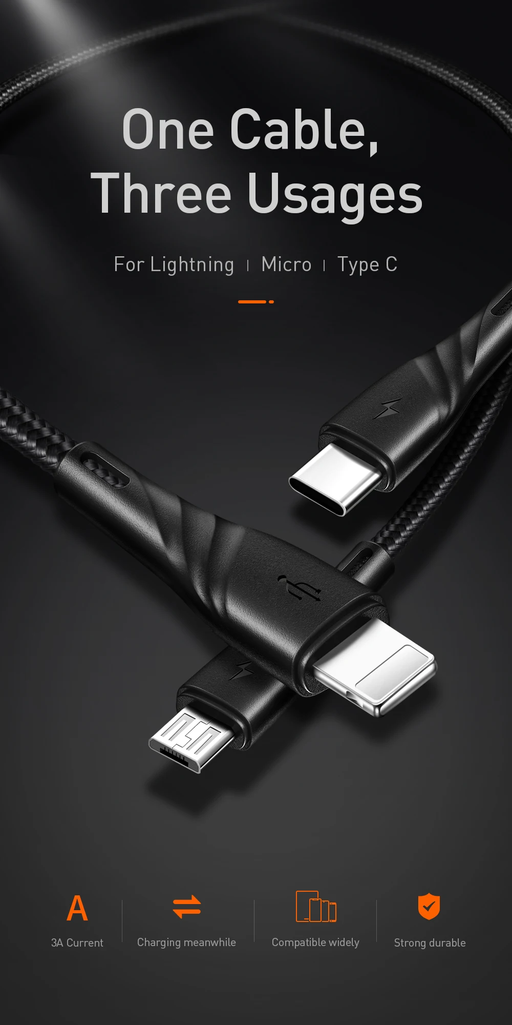 Mcdodo USB кабель 3 в 1 быстрая зарядка 3A для мобильного телефона Micro usb type C кабель зарядного устройства для iPhone XR XS Max X huawei шнур для передачи данных