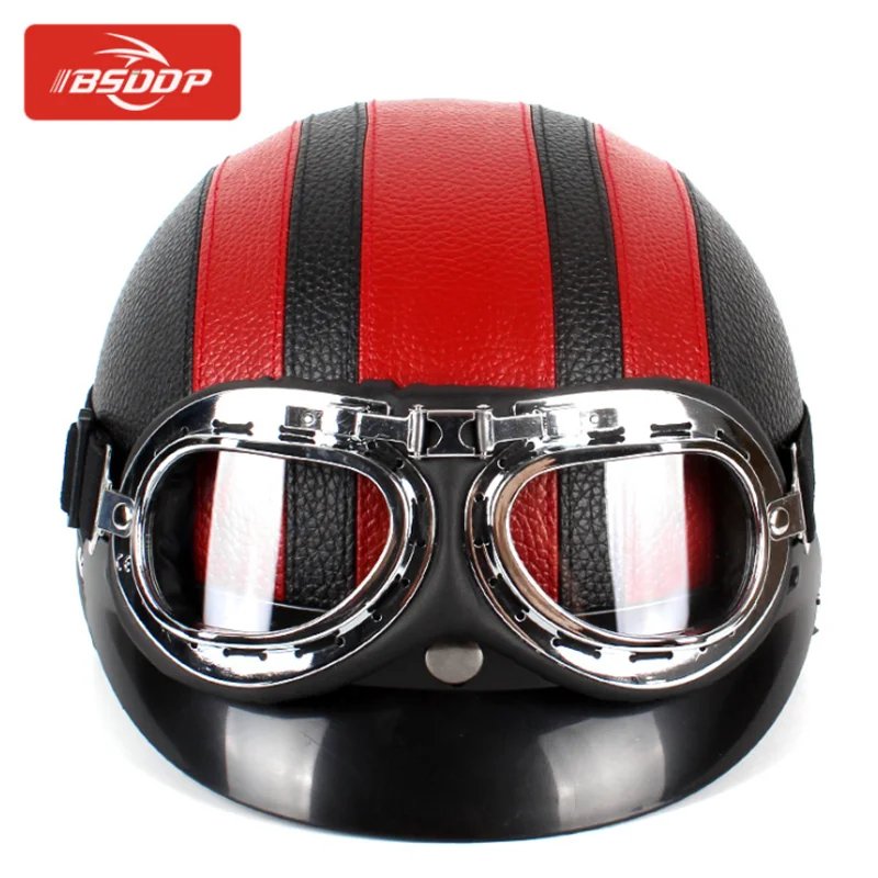 BSDDP подходит для небольшого шлема Harley PU с очками Солнцезащитный шлем защитный