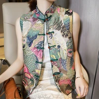 2022 new elegant woman casual hanfu tops womens retro clothes chinese style modern vest oriental traditional ethnic print gilet