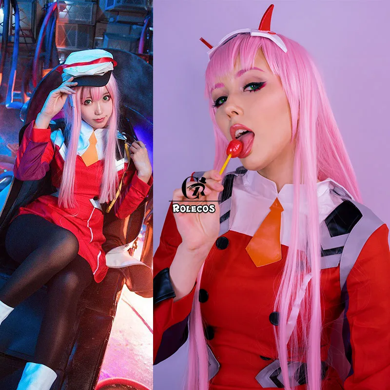 ROLECOS Game DARLING Zero Two костюм для костюмированной вечеринки платье шляпа повязка на