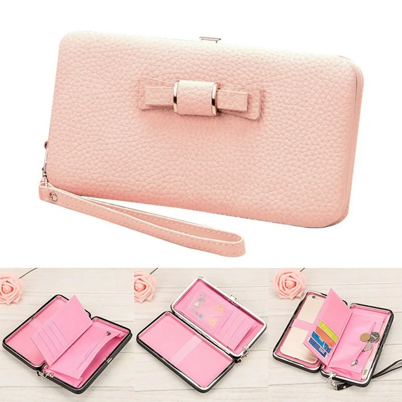Women PU Leather Clutch Purse Wallets Fashion Cash Phone Cards Holder Case New