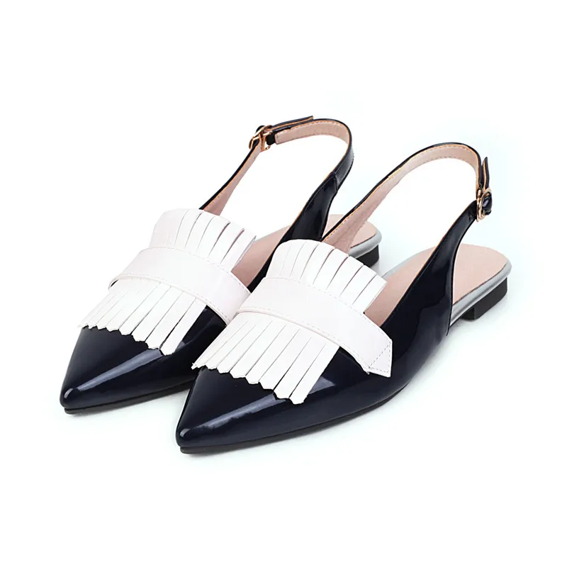 

2020 Spring Slingback Flats Shoes Women Pointed Toe Womens Shoes Flats Casual Summer Ladies Flat Shoes Black Yellow Big Size