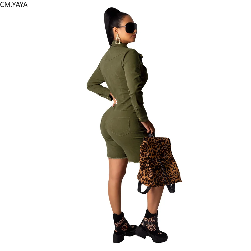 GL осенне-зимние женские джинсовые комбинезоны с длинными рукавами и пуговицами