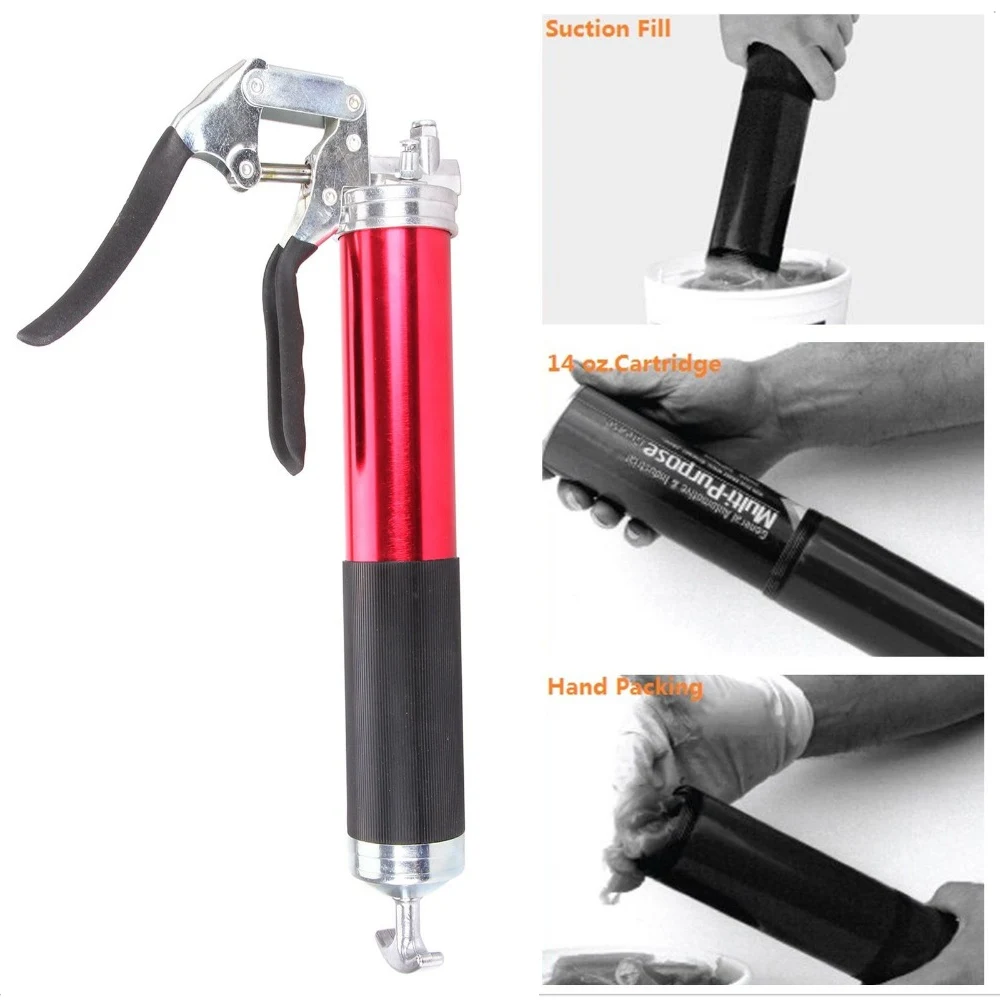 

14oz Manual Grease Gun with Tie Rod 4500 PSI Grease Gun Lubricator For SUV Truck Excavator Car Trailer Forklift Repair Tools