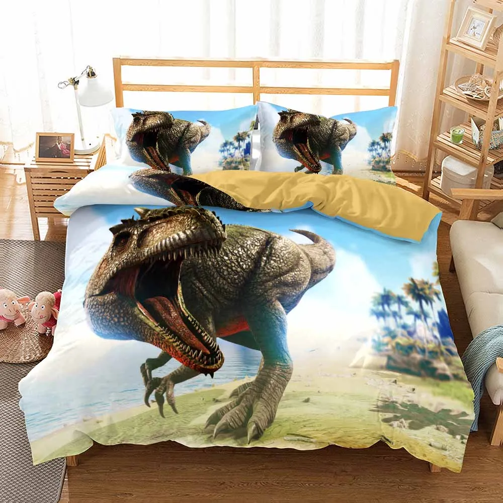 

Cartoon Dinosaur Family Bedding Set 3d Children Boys Duvet Cover With Pillowcases Queen King Size Bedclothes for Teens Bed Set