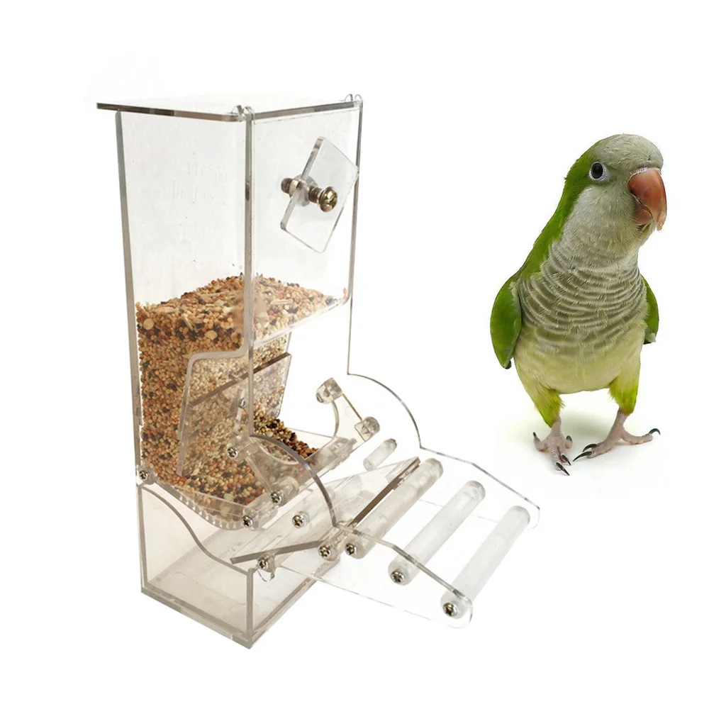 

Acrylic Parrot Feeding Case Automatical Bird Feeder Box Parrot Cage Accessory