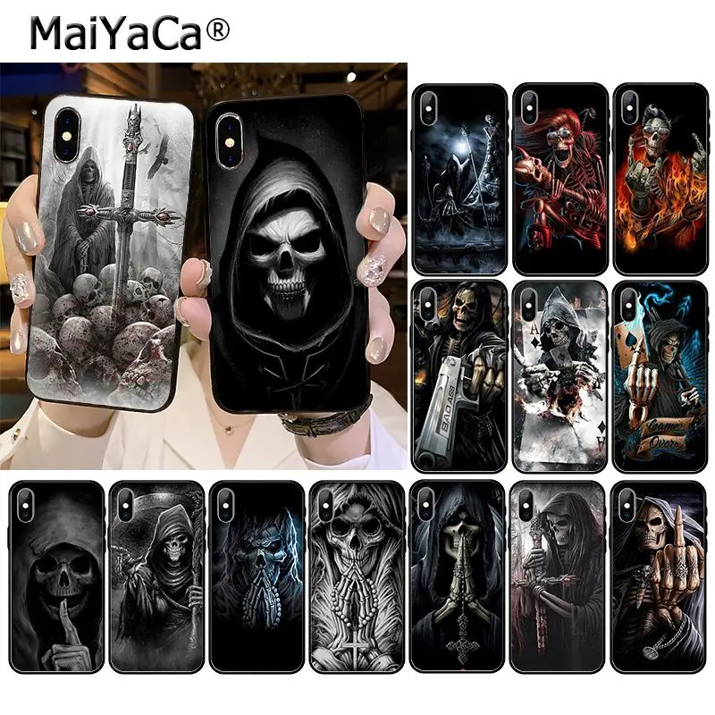 Grim reaper Череп Скелет телефон аксессуары чехол для iphone 11 12 Pro XS MAX XR 8 7 6 Plus 5 5S SE