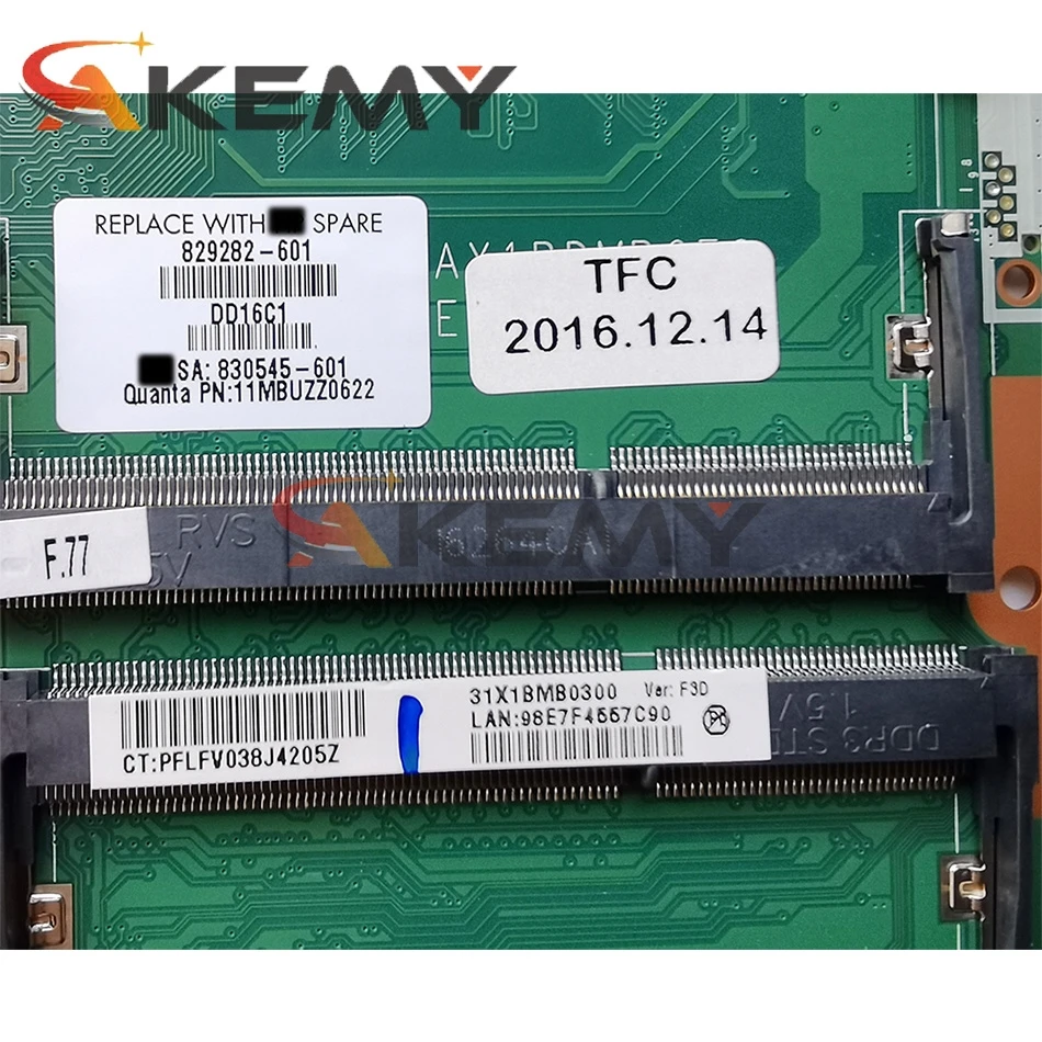 

Akemy 830597-601 X1BD DAX1BDMB6F0 mainboard for HP Pavilion Notebook 15-AB 15-AB238TU Laptop motherboard with i5-6200U