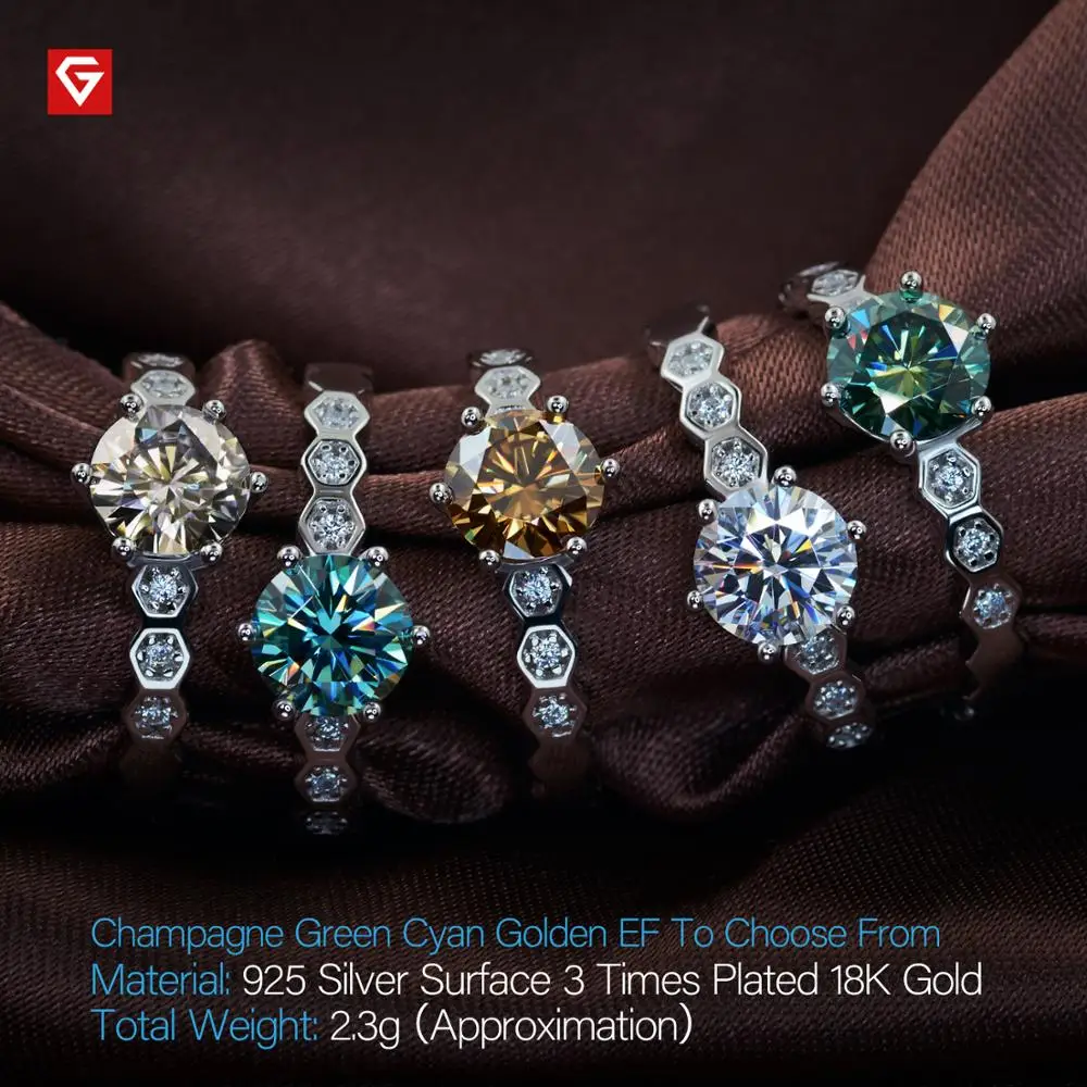 GIGAJEWE 1.0ct 6 5 мм EF Круглый 18K покрытый белым золотом 925 Серебряное моиссанитовое