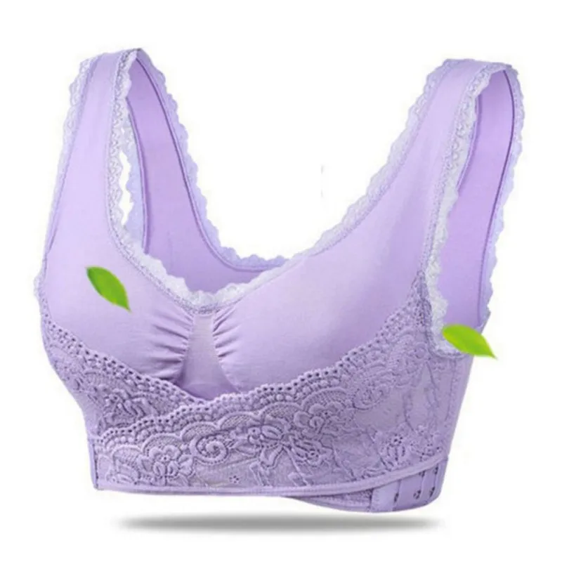 

Women Sports Bra Lingerie Lace Solid Color Cross Side Buckle Without Rims Gathered Sports Underwear Bra