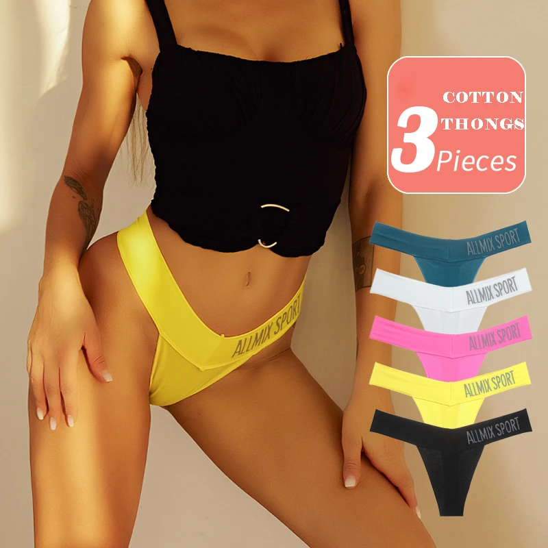 

Комплект из 3 предметов с надписью спортивные низкой талией строки из мягкого хлопка, женское сексуальное нижнее белье, Фитнес Бесшовные тр...