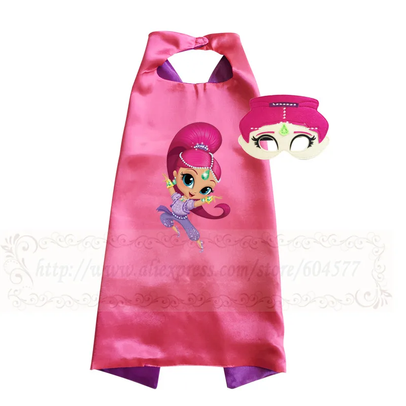 Fuchsia Shimmer and Shine Costume Cape with mask Girls Costume Halloween Costumes Anime Cosplay for Birthday Party - Color: Fuchsia