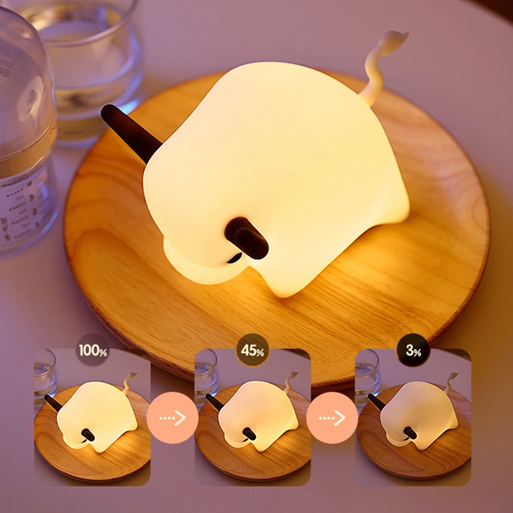 

Home Decor Bedroom Handheld LED Touch For Kids Night Light Timing Function USB Rechargeable Adjustable Gift Cute Bull Portable