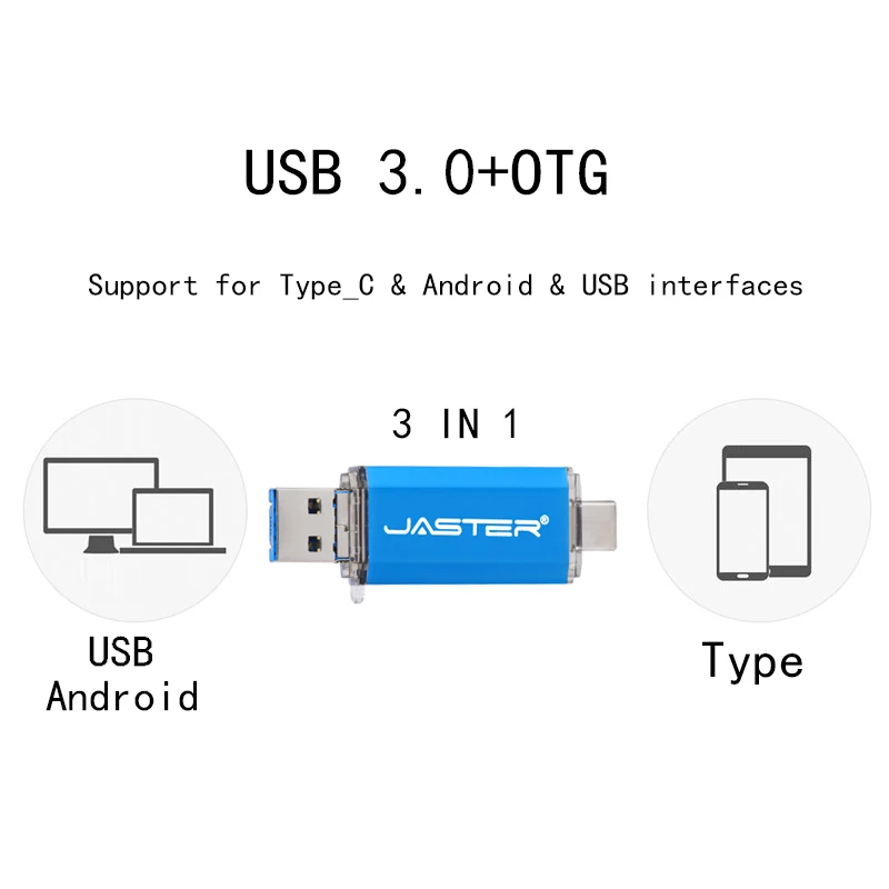 

JASTER usb3.0 3 in 1 color OTG USB flash drive 16GB 32GB Pendrive 4GB 6GB 64GB U disk USB flash drive for PC / Android phone