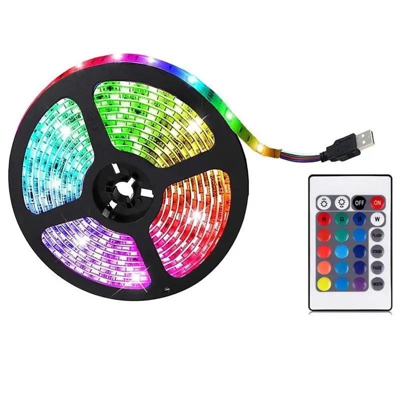 

RGB LED Light Strip 16 Color Changing LED Light with 24 Keys Remote Control Strip Light commercial applications.