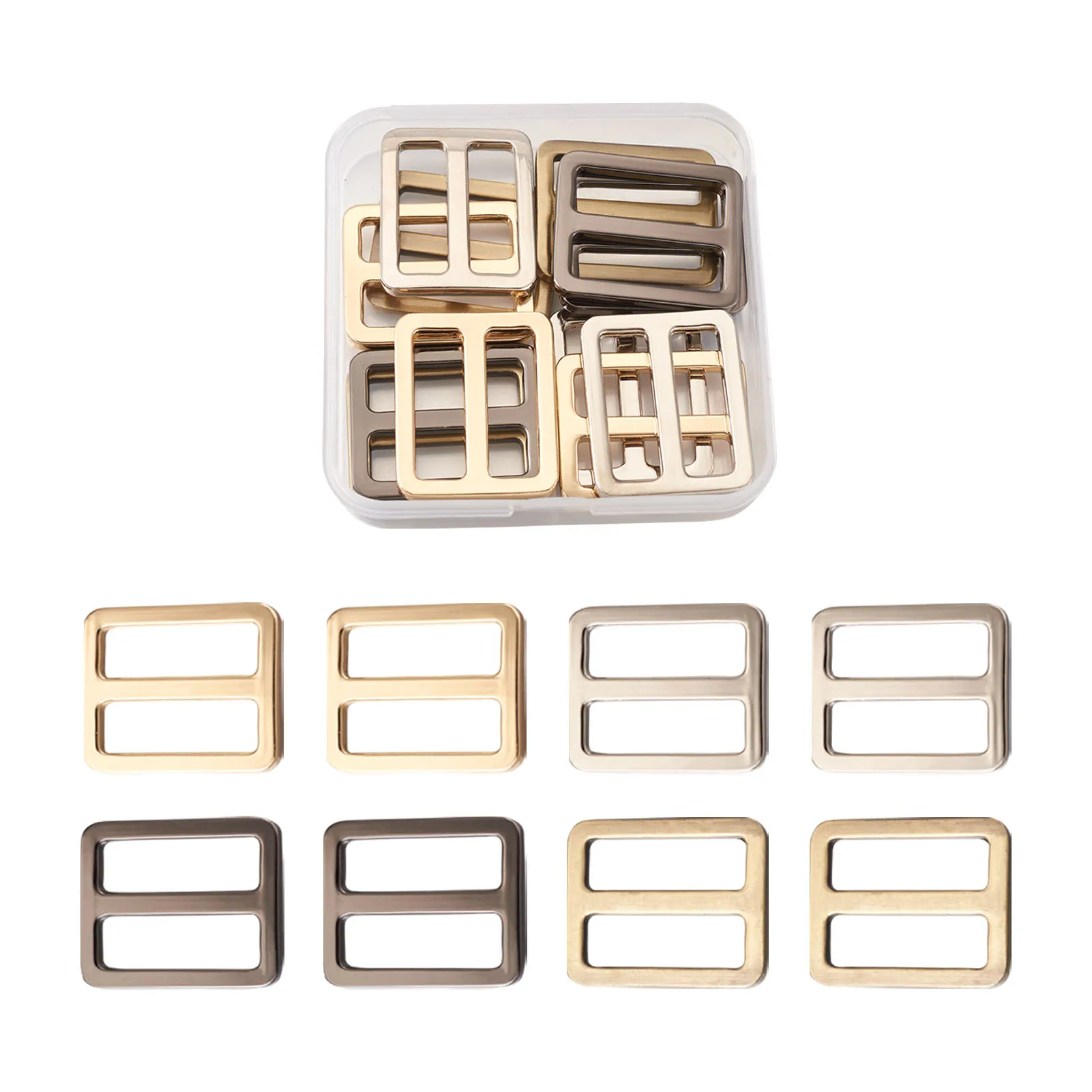 1 Box Metal Slider Buckles with Adjustable Buckle Fasteners For Strap Leathercraft Bag Belt Connector Accessories