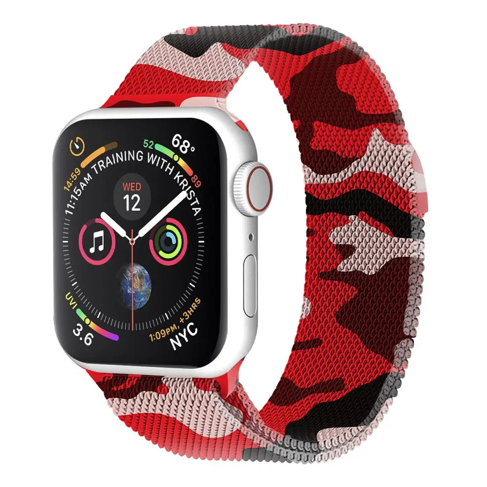 Camouflage Stainless Steel Milanese Band with Semicircle Magnetic Closure for Apple Watch 40mm 44mm | Наручные часы