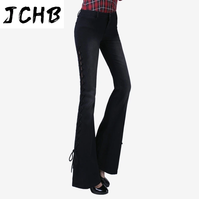 

Bell Women'S 2021 Bottom Jeans Fashion Designer Slim Split Side Strings Flare Leg skinny Pants Trousers Y699