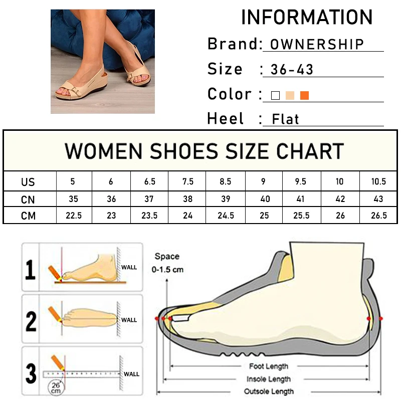 

2021 Women Comfortable Sandals Woman Buckle Wedges Summer Ladies Casual Elastic Band Lazy Footwear Female Beach Shoes Plus Size