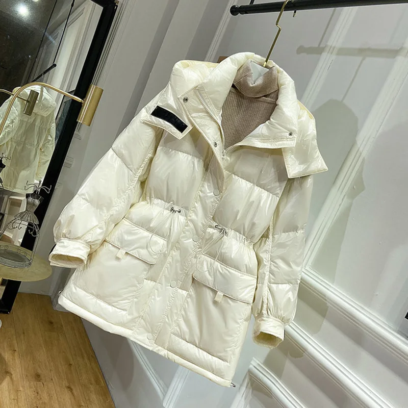 Новинка 2021 зимняя Глянцевая парка Толстая Женская водонепроницаемая куртка с