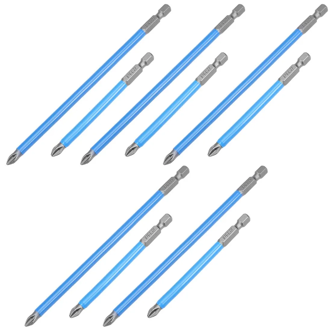 

10pcs PH2 Anti Slip Magnetic Impact Screwdriver Drill Bits 150mm / 90mm Long