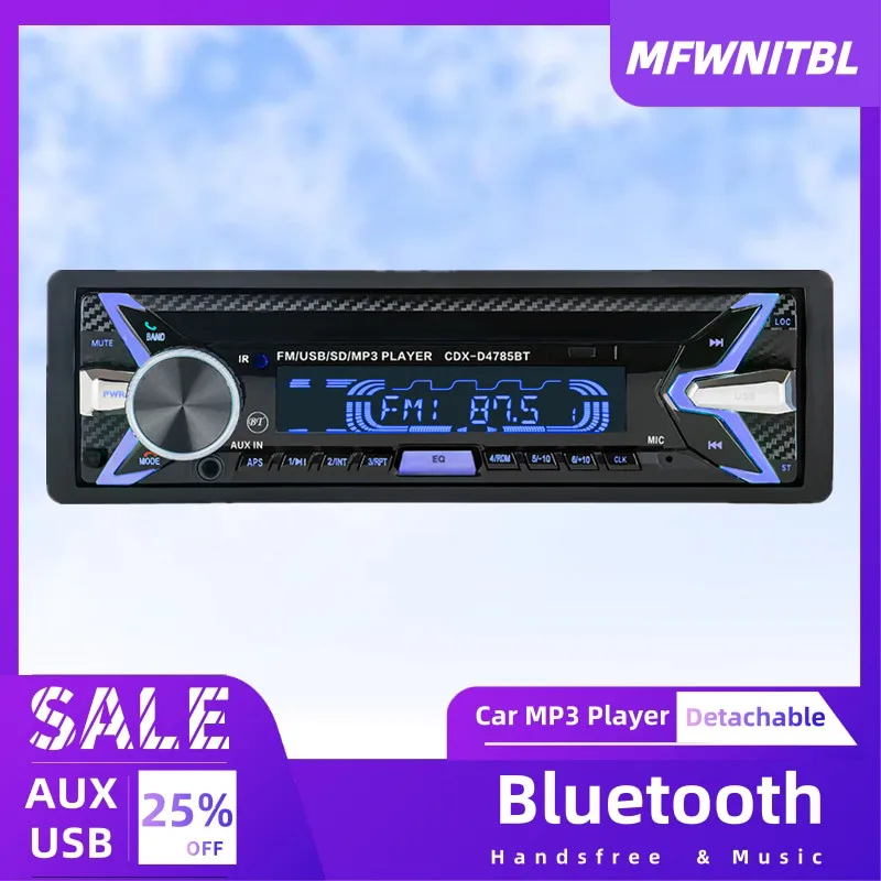 

Съемный автомобильный mp3-плеер, 1 Din, автомобильное радио, мультимедийный автомобильный стерео, Bluetooth, громкая связь, FM-радио, USB, Aux-In, TF-карта, а...