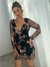 SRUBY – robe à manches longues, en maille, avec paillettes et fleurs  (4)