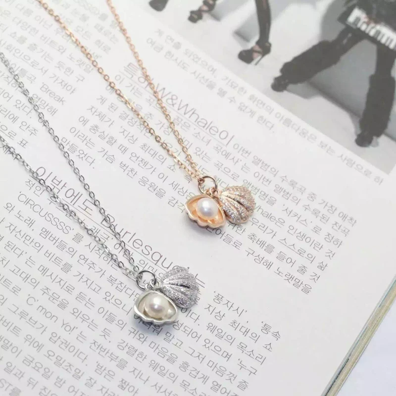 Modian Модные прозрачные цирконовая жемчужина в виде ракушки Ожерелье Подвески для