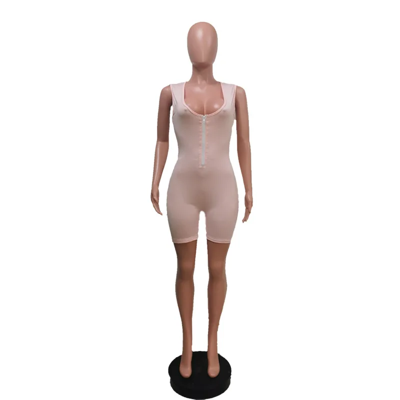 

Summer Clothing Jumpsuit Women Solid Sleeveless Skinny Zip One-piece Club Outfits Fitness Lounge Wear Streetwear Y2K Wholesale