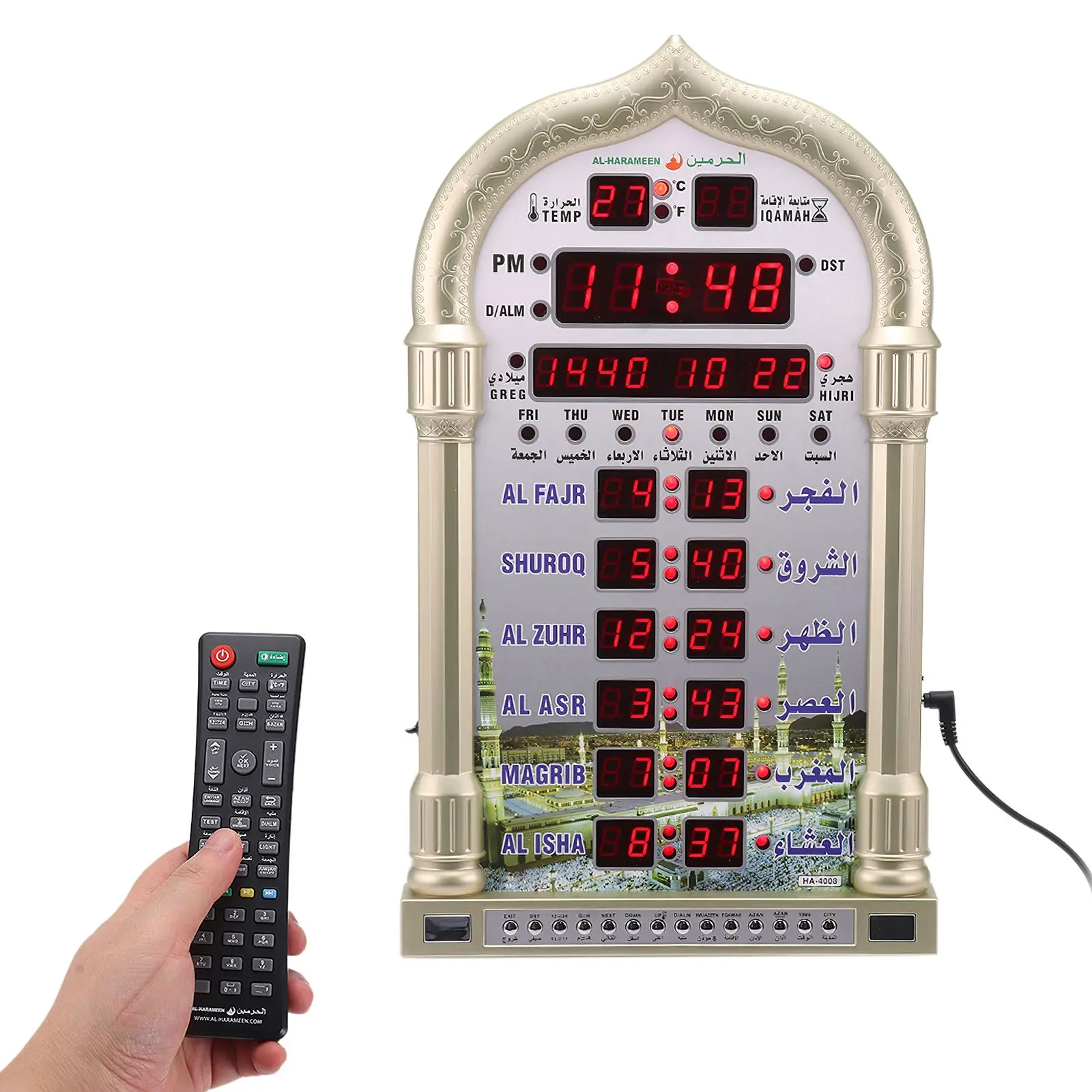 Часы для молитвенной мечети азан мусульманские настенные часы с календарем