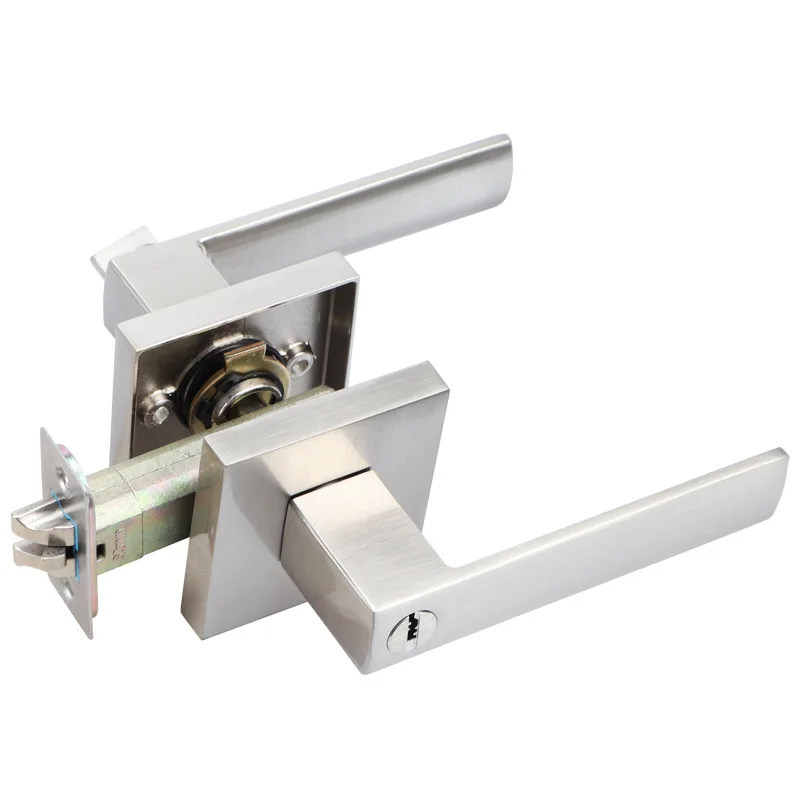 Дверная ручка из нержавеющей стали с блокировочным цилиндром полированный