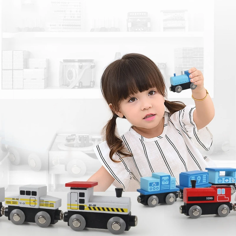 

12 шт., деревянные игрушечные поезда для мальчиков и девочек