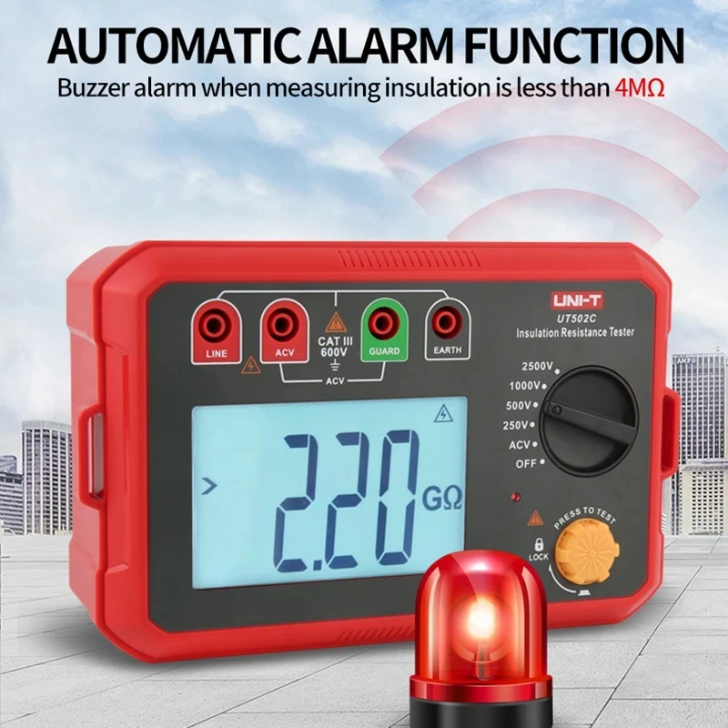 UNI-T цифровой мегомметр UT502C 2500 В тестер сопротивления изоляции Ommeter Megometer