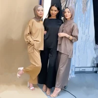 eid mubarek two piece muslim sets hijab dress dubai abaya turkey caftan kaftan islam satin abayas for women musulman ensembles