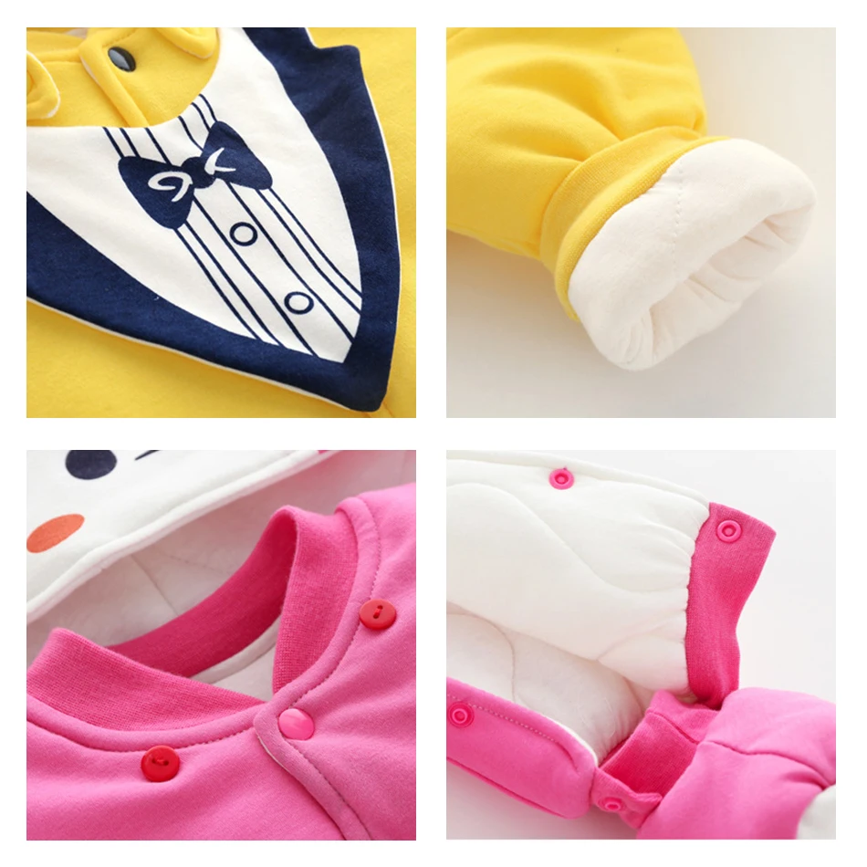 Детский Теплый комбинезон с капюшоном зимний мультяшным медведем для