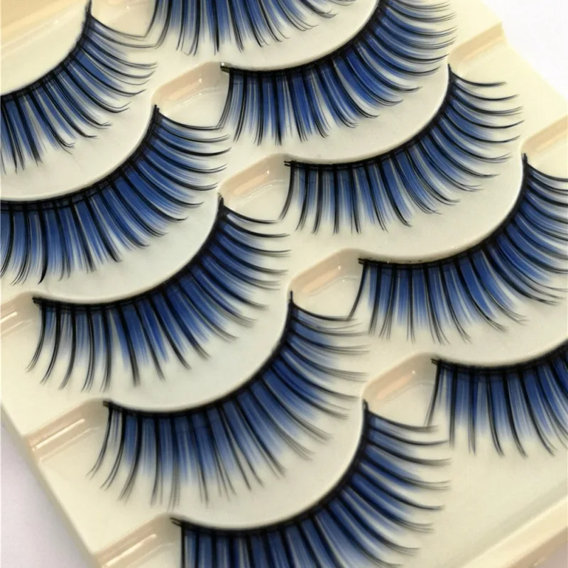 Сечение красный синий коричневый черный фиолетовый Накладные ресницы макияж в