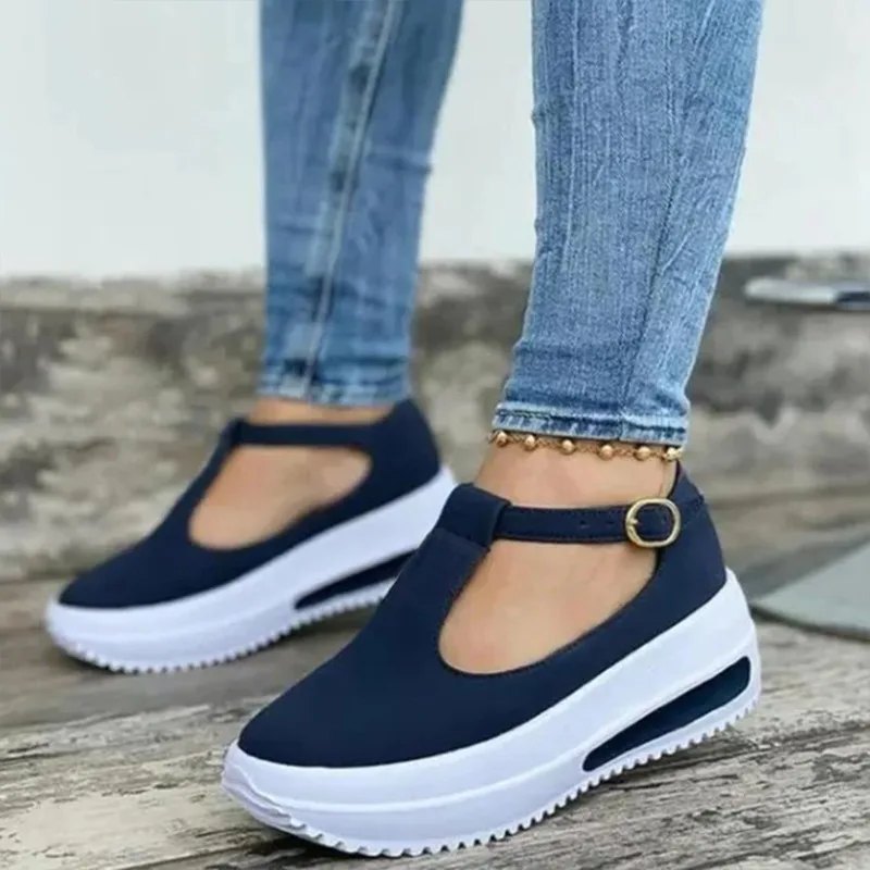 New Arrival Women's Sandals Fashion Casual Style Women's Shoes Women's Wedges Summer Vulcanized Shoes Solid Color Thick Bottom