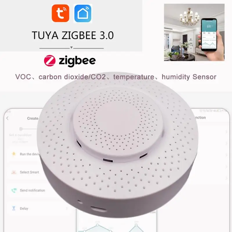 

Умный воздушный бокс Tuya ZIGBEE 3,0, 1-4 шт., датчик формальдегида/VOC/углекислого газа/температуры/влажности с помощью приложения для мониторинга в ...