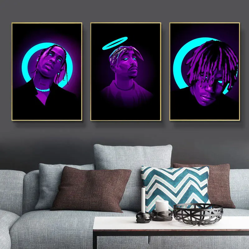 

Tupac Shakur Famous Hip Hop Rap Music Singer Stars Modern Wall Art Poster Canvas Painting in Livingroom Home Decor No Frame