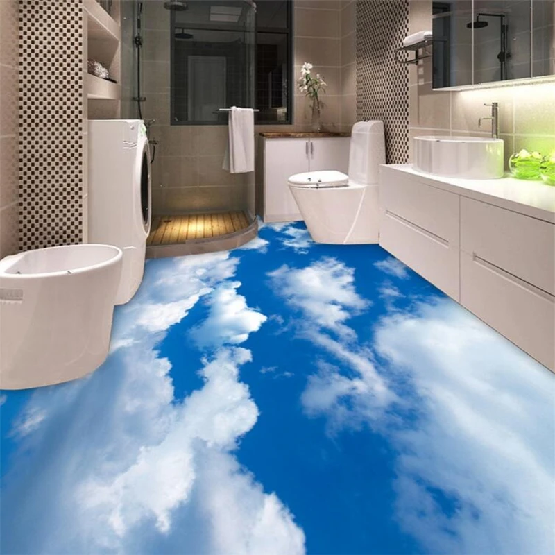 3d фотообои wellyu закаленные трехмерные с белыми облаками голубым небом потолочные