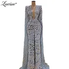 Женское вечернее платье, роскошное платье с бусинами и кристаллами, длинное платье с оборками на рукавах, платье для выпускного вечера, 2020