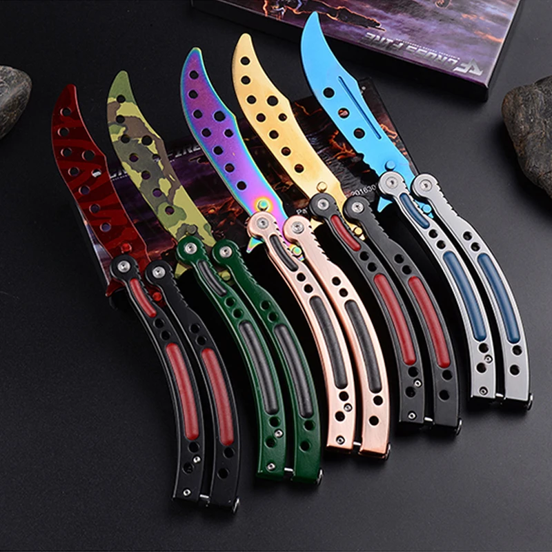 Новый складной нож бабочка CS GO керамбит Учебный подарок балисонг не заточенный