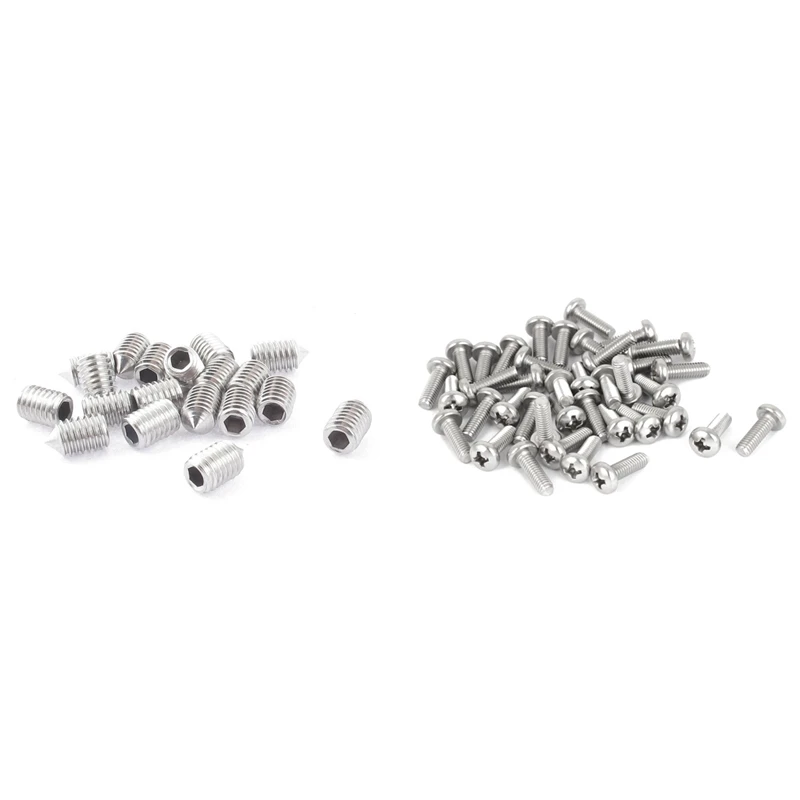 

Retail 60Pcs M2 X 4Mm Phillips Round Head Screws Bolt With 20Pcs M5 X 8Mm Cone Point Hex Socket Set Grub Screw