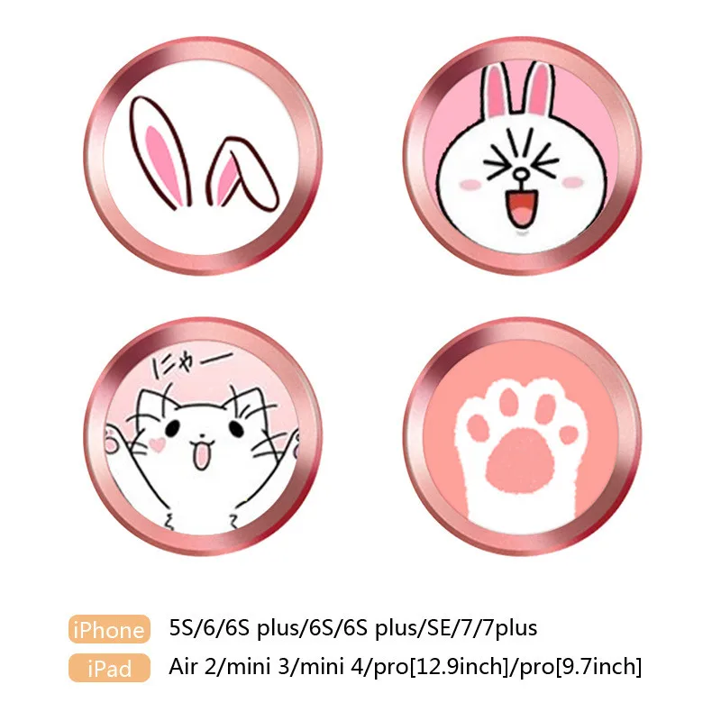 Мультфильм животных Touch ID Главная Кнопка стикер милый кот для iPhone5 5S SE 6 6S 6plus 7 8 Plus