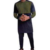 nigeria fashion mens set clothing patchwork shirts and trousers african print male black pant suits wedding party wear