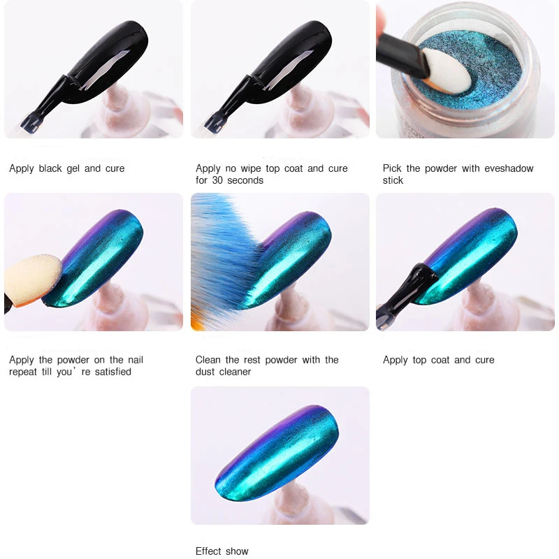 Хамелеон Dip порошок Сияющий голографический блеск зеркало окунания системы с