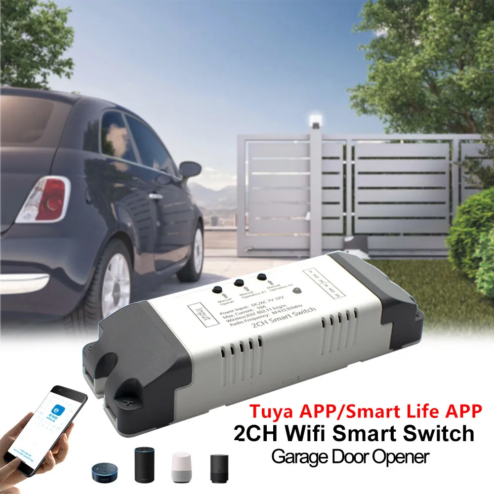

Tuya Control WiFi Switch Smart Opener APP Remote Controller RF 433MHz For Garage Door Gate Supprot Alexa Echo Google Home