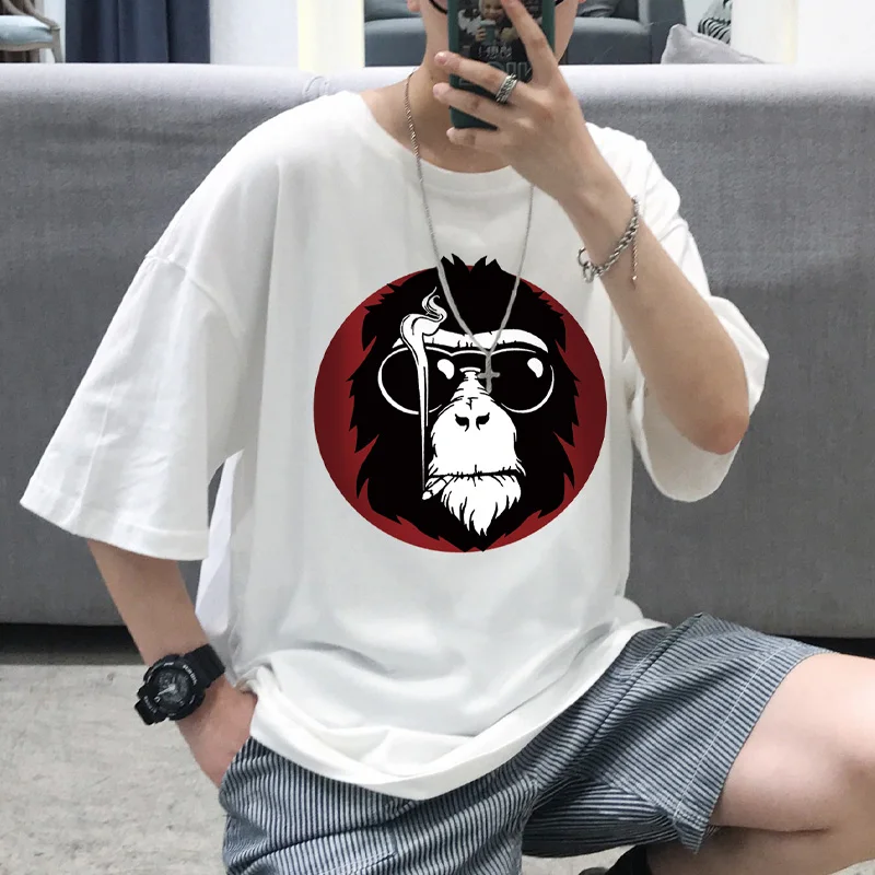 

t shirt 2020 Hip-hop Short-Sleeved T-shirt Men's Casual Five-Point T-shirt Couple's Summer Clothes Funny Anime Print Oversized